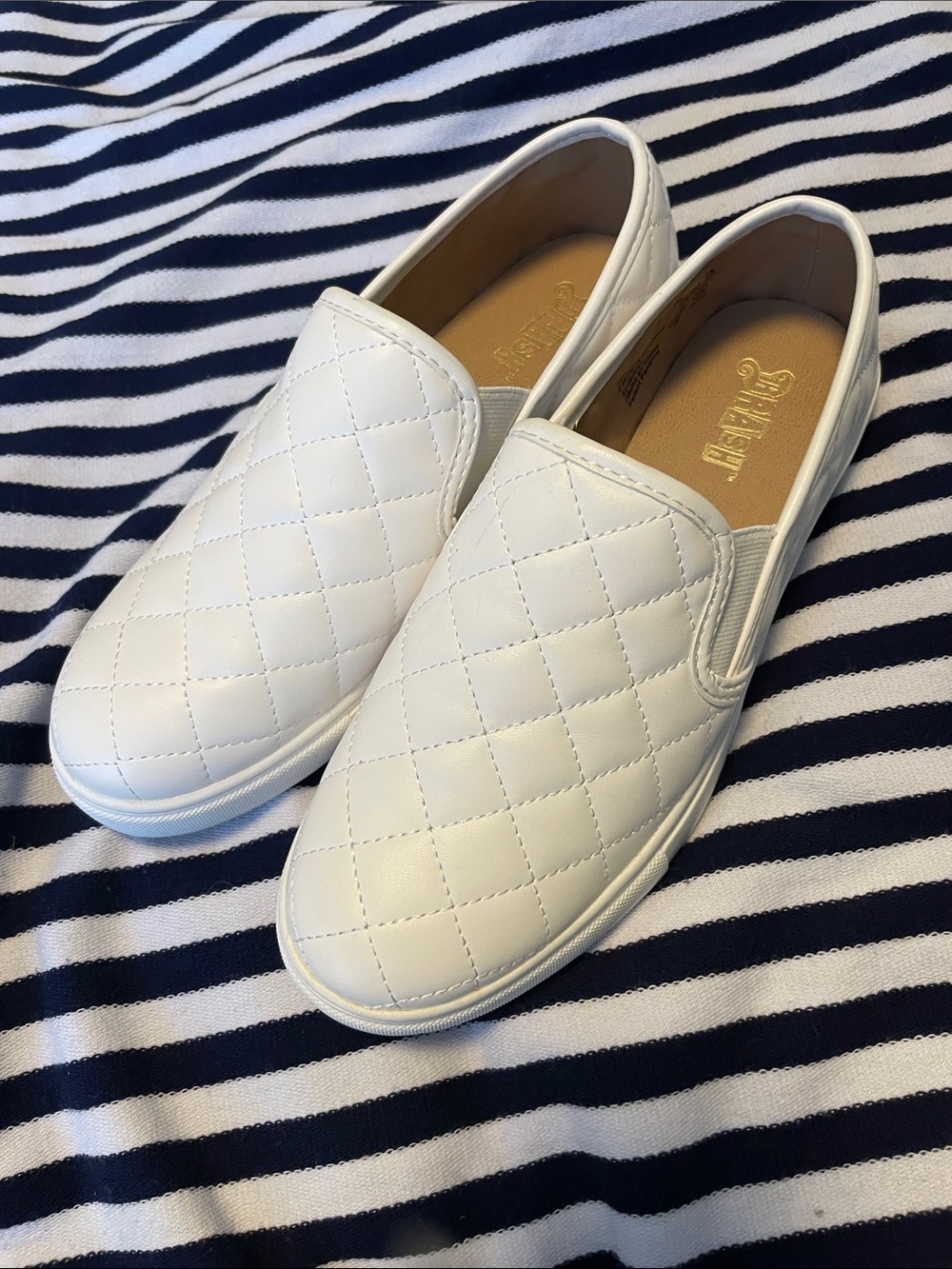 Brash White Quilted Slip-On Loafers